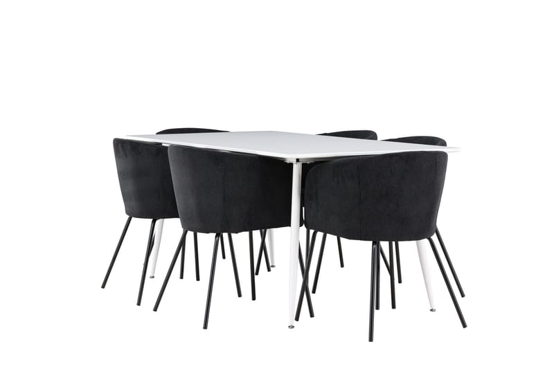 Silar Matgrupp 180 cm Rektangulär med 6 Berit stolar - Vit/Svart - Möbler - Matplats - Matgrupp & matbord med stolar