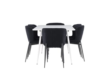 Silar Matgrupp 180 cm Rektangulär med 6 Modesto stolar - Vit/Svart - Möbler - Matplats - Matgrupp & matbord med stolar