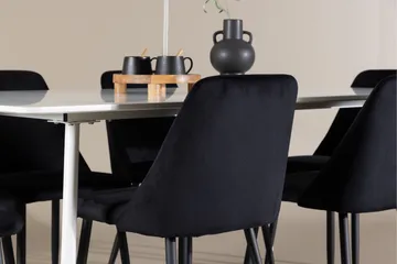 Silar Matgrupp 180 cm Rektangulär med 6 Night stolar - Vit/Svart - Möbler - Matplats - Matgrupp & matbord med stolar