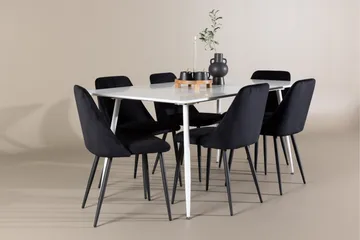 Silar Matgrupp 180 cm Rektangulär med 6 Night stolar - Vit/Svart - Möbler - Matplats - Matgrupp & matbord med stolar