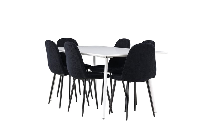 Silar Matgrupp 180 cm Rektangul�är med 6 Polar stolar - Vit/Svart - Möbler - Matplats - Matgrupp & matbord med stolar