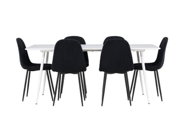 Silar Matgrupp 180 cm Rektangulär med 6 Polar stolar - Vit/Svart - Möbler - Matplats - Matgrupp & matbord med stolar