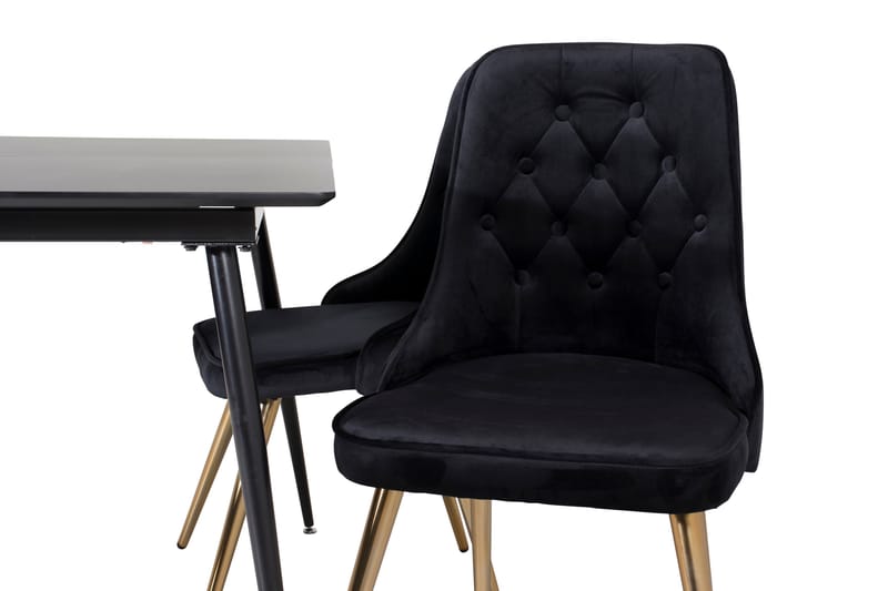 Silar Matgrupp Förlängningsbar 120 cm Rektangulär med 4 Velvet Deluxe stolar - Svart - Möbler - Matplats - Matgrupp & matbord med stolar