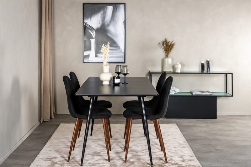 Silar Matgrupp Förlängningsbar 120 cm Rektangulär med 4 Polar stolar - Svart - Möbler - Matplats - Matgrupp & matbord med stolar