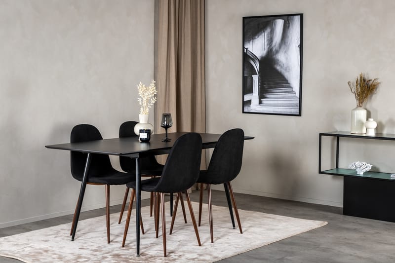 Silar Matgrupp Förlängningsbar 120 cm Rektangulär med 4 Polar stolar - Svart - Möbler - Matplats - Matgrupp & matbord med stolar