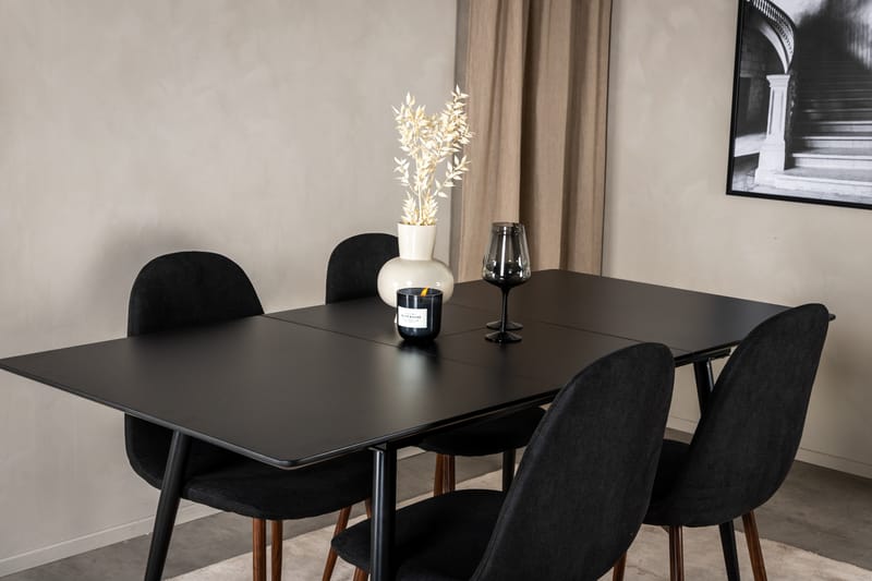 Silar Matgrupp Förlängningsbar 120 cm Rektangulär med 4 Polar stolar - Svart - Möbler - Matplats - Matgrupp & matbord med stolar