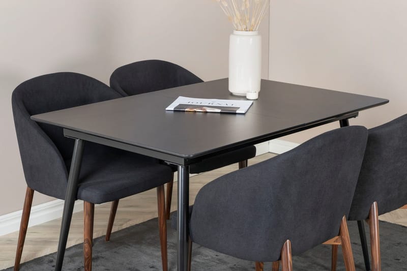 Silar Rektangulär Matgrupp 120-160 cm med 4 Arch Matstolar - svart - Möbler - Matplats - Matgrupp & matbord med stolar