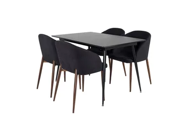 Silar Rektangulär Matgrupp 120-160 cm med 4 Arch Matstolar - svart - Möbler - Matplats - Matgrupp & matbord med stolar