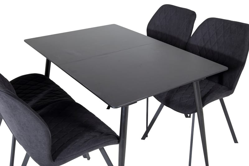 Silar Rektangulär Matgrupp 120-160 cm med 4 Gemma Matstolar - svart - Möbler - Matplats - Matgrupp & matbord med stolar
