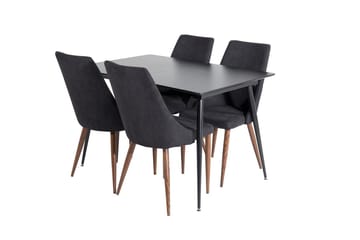 Silar Rektangulär Matgrupp 120-160 cm med 4 Leone Matstolar - svart - Möbler - Matplats - Matgrupp & matbord med stolar