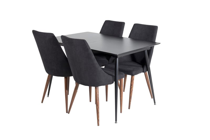 Silar Rektangulär Matgrupp 120-160 cm med 4 Leone Matstolar - svart - Möbler - Matplats - Matgrupp & matbord med stolar