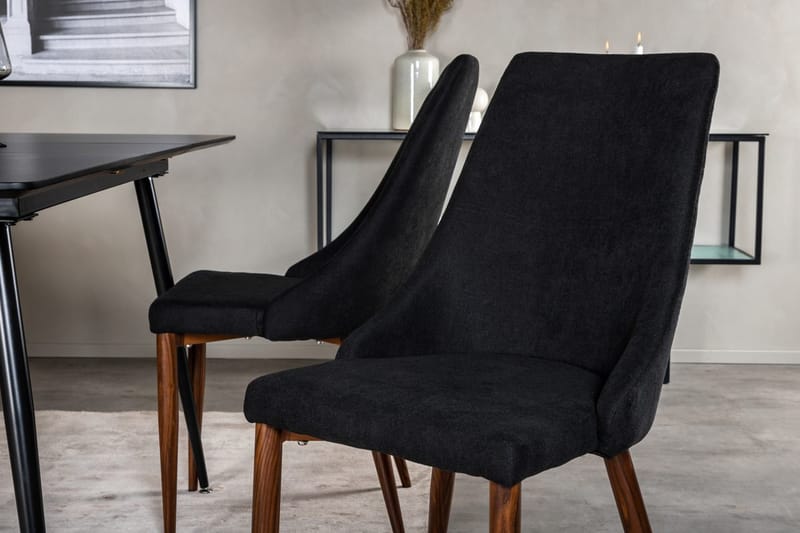 Silar Rektangulär Matgrupp 120-160 cm med 4 Leone Matstolar - svart - Möbler - Matplats - Matgrupp & matbord med stolar