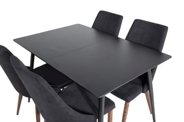 Silar Rektangulär Matgrupp 120-160 cm med 4 Leone Matstolar - svart - Möbler - Matplats - Matgrupp & matbord med stolar