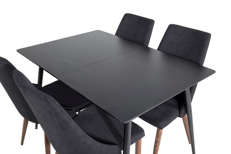 Silar Rektangulär Matgrupp 120-160 cm med 4 Leone Matstolar - svart - Möbler - Matplats - Matgrupp & matbord med stolar