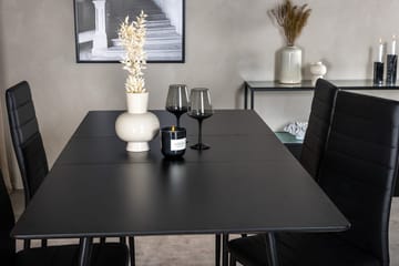 Silar Rektangulär Matgrupp 120-160 cm med 4 Slim Matstolar - svart - Möbler - Matplats - Matgrupp & matbord med stolar