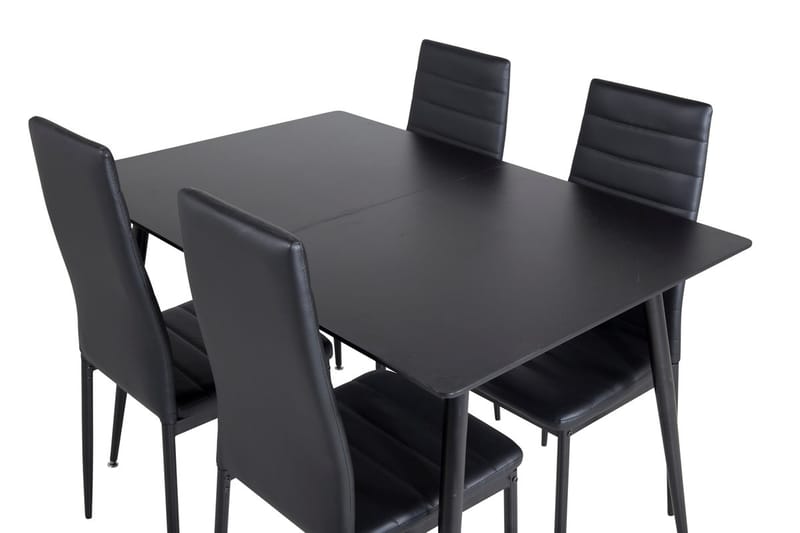 Silar Rektangulär Matgrupp 120-160 cm med 4 Slim Matstolar - svart - Möbler - Matplats - Matgrupp & matbord med stolar