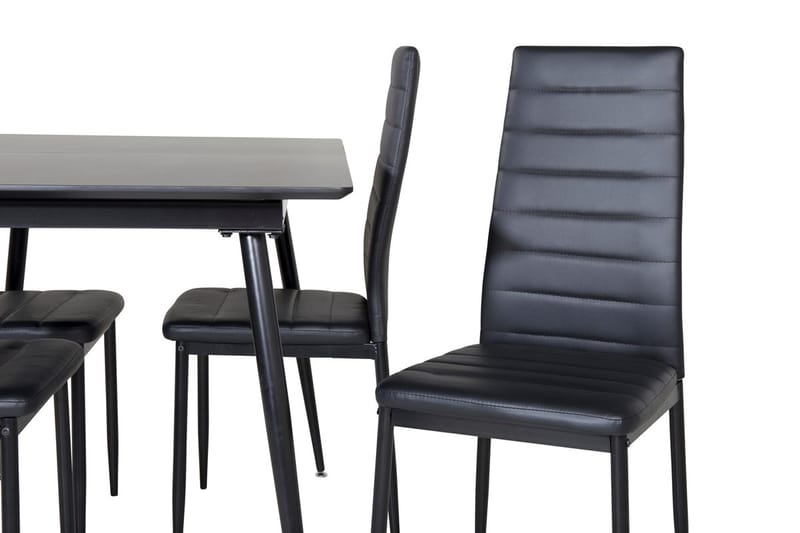 Silar Rektangulär Matgrupp 120-160 cm med 4 Slim Matstolar - svart - Möbler - Matplats - Matgrupp & matbord med stolar