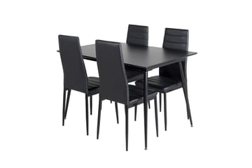 Silar Rektangulär Matgrupp 120-160 cm med 4 Slim Matstolar - svart - Möbler - Matplats - Matgrupp & matbord med stolar