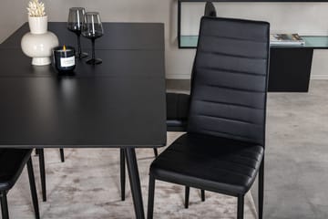 Silar Rektangulär Matgrupp 120-160 cm med 4 Slim Matstolar - svart - Möbler - Matplats - Matgrupp & matbord med stolar