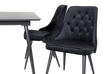 Silar Rektangulär Matgrupp 120-160 cm med 4 Velvet Deluxe Matstolar - svart - Möbler - Matplats - Matgrupp & matbord med stolar