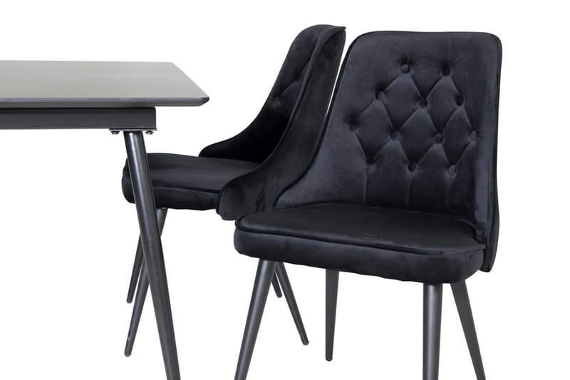 Silar Rektangulär Matgrupp 120-160 cm med 4 Velvet Deluxe Matstolar - svart - Möbler - Matplats - Matgrupp & matbord med stolar