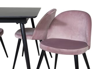 Silar Rektangulär Matgrupp 120-160 cm med 4 Velvet Matstolar - gammelrosa - Möbler - Matplats - Matgrupp & matbord med stolar