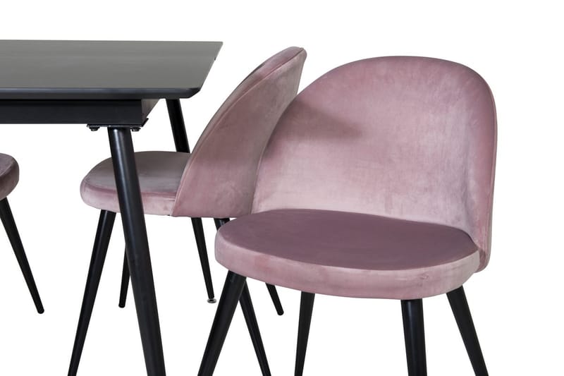 Silar Rektangulär Matgrupp 120-160 cm med 4 Velvet Matstolar - gammelrosa - Möbler - Matplats - Matgrupp & matbord med stolar
