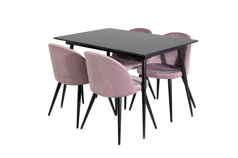 Silar Rektangulär Matgrupp 120-160 cm med 4 Velvet Matstolar - gammelrosa - Möbler - Matplats - Matgrupp & matbord med stolar