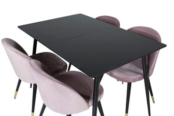 Silar Rektangulär Matgrupp 120-160 cm med 4 Velvet Matstolar - gammelrosa - Möbler - Matplats - Matgrupp & matbord med stolar