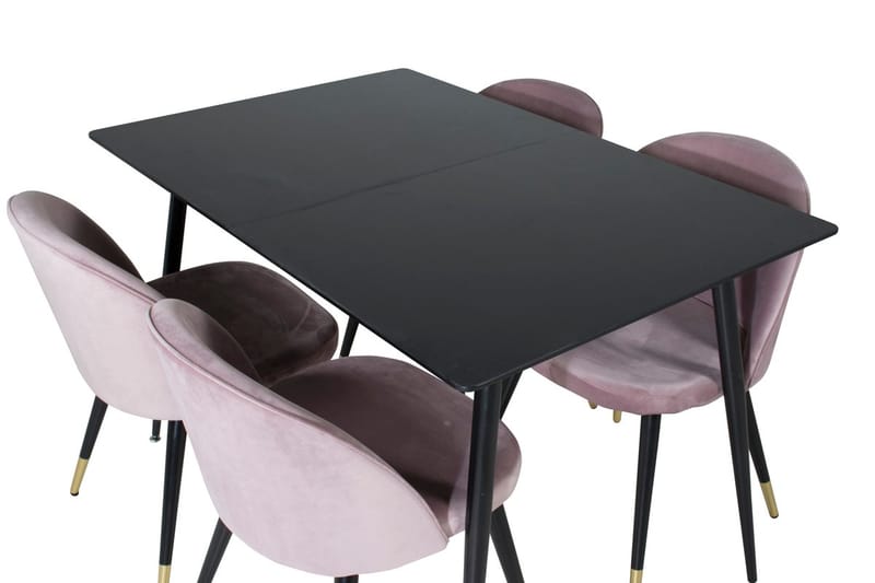 Silar Rektangulär Matgrupp 120-160 cm med 4 Velvet Matstolar - gammelrosa - Möbler - Matplats - Matgrupp & matbord med stolar