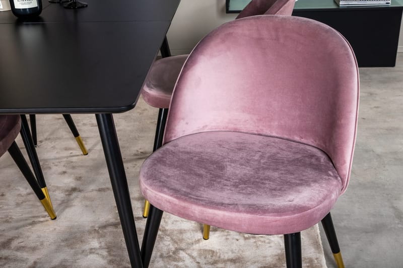 Silar Rektangulär Matgrupp 120-160 cm med 4 Velvet Matstolar - gammelrosa - Möbler - Matplats - Matgrupp & matbord med stolar