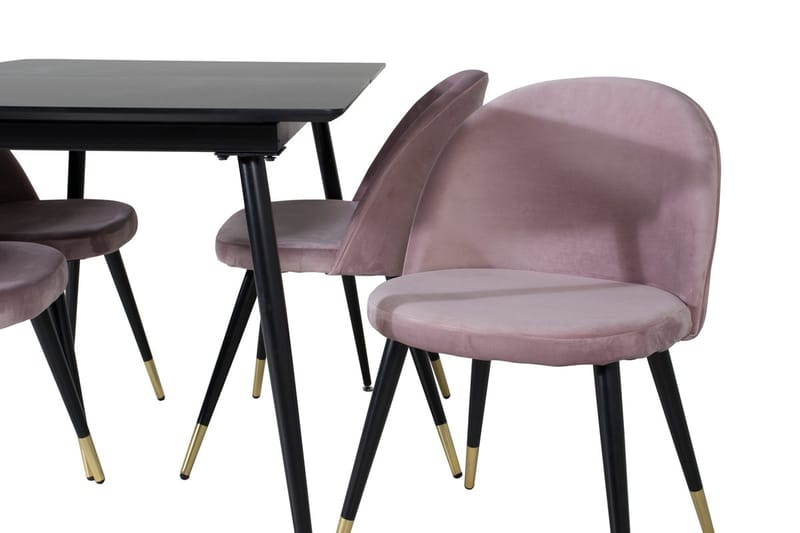 Silar Rektangulär Matgrupp 120-160 cm med 4 Velvet Matstolar - gammelrosa - Möbler - Matplats - Matgrupp & matbord med stolar