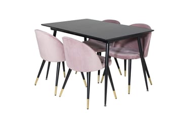 Silar Rektangulär Matgrupp 120-160 cm med 4 Velvet Matstolar - gammelrosa - Möbler - Matplats - Matgrupp & matbord med stolar