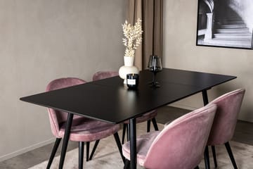 Silar Rektangulär Matgrupp 120-160 cm med 4 Velvet Matstolar - gammelrosa - Möbler - Matplats - Matgrupp & matbord med stolar