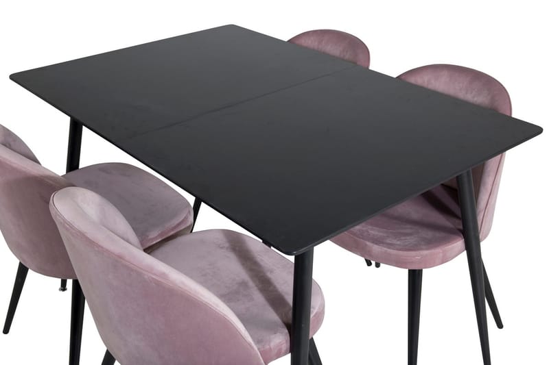 Silar Rektangulär Matgrupp 120-160 cm med 4 Velvet Matstolar - gammelrosa - Möbler - Matplats - Matgrupp & matbord med stolar