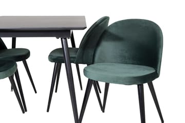 Silar Rektangulär Matgrupp 120-160 cm med 4 Velvet Matstolar - grön - Möbler - Matplats - Matgrupp & matbord med stolar
