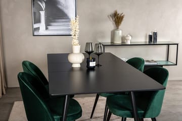 Silar Rektangulär Matgrupp 120-160 cm med 4 Velvet Matstolar - grön - Möbler - Matplats - Matgrupp & matbord med stolar