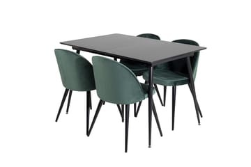 Silar Rektangulär Matgrupp 120-160 cm med 4 Velvet Matstolar - grön - Möbler - Matplats - Matgrupp & matbord med stolar