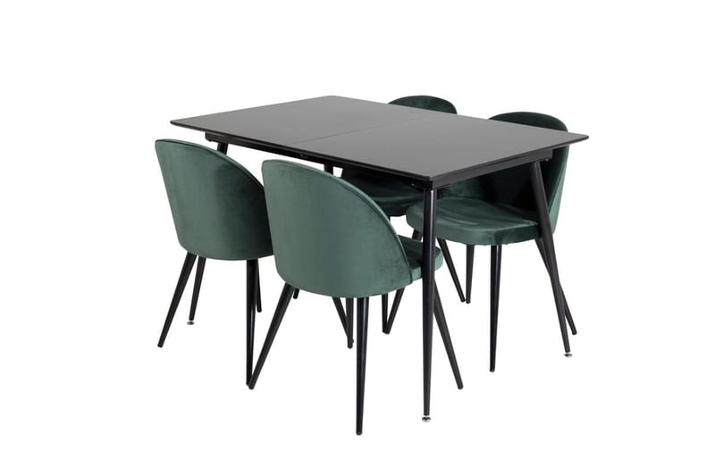 Silar Rektangulär Matgrupp 120-160 cm med 4 Velvet Matstolar - grön - Möbler - Matplats - Matgrupp & matbord med stolar