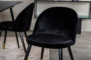 Silar Rektangulär Matgrupp 120-160 cm med 4 Velvet Matstolar - svart - Möbler - Matplats - Matgrupp & matbord med stolar