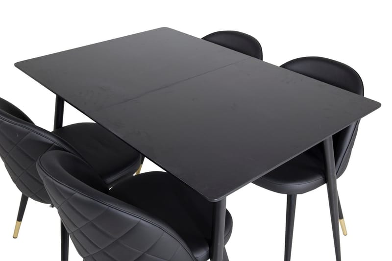 Silar Rektangulär Matgrupp 120-160 cm med 4 Velvet Matstolar - svart - Möbler - Matplats - Matgrupp & matbord med stolar