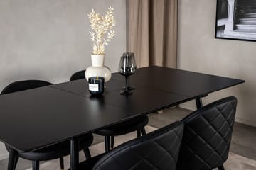 Silar Rektangulär Matgrupp 120-160 cm med 4 Velvet Matstolar - svart - Möbler - Matplats - Matgrupp & matbord med stolar