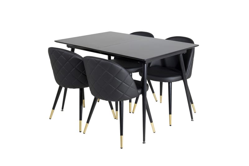 Silar Rektangulär Matgrupp 120-160 cm med 4 Velvet Matstolar - svart - Möbler - Matplats - Matgrupp & matbord med stolar