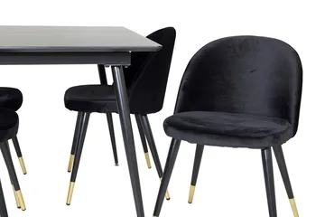 Silar Rektangulär Matgrupp 120-160 cm med 4 Velvet Matstolar - svart - Möbler - Matplats - Matgrupp & matbord med stolar