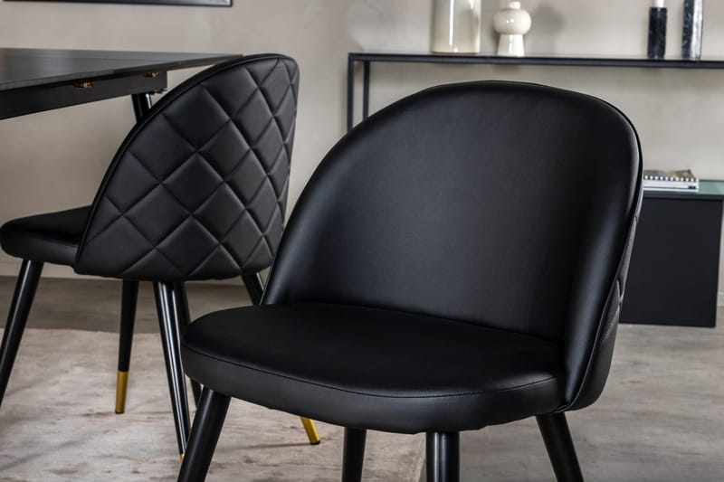 Silar Rektangulär Matgrupp 120-160 cm med 4 Velvet Matstolar - svart - Möbler - Matplats - Matgrupp & matbord med stolar