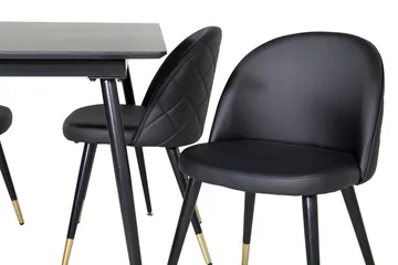 Silar Rektangulär Matgrupp 120-160 cm med 4 Velvet Matstolar - svart - Möbler - Matplats - Matgrupp & matbord med stolar