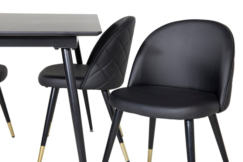 Silar Rektangulär Matgrupp 120-160 cm med 4 Velvet Matstolar - svart - Möbler - Matplats - Matgrupp & matbord med stolar