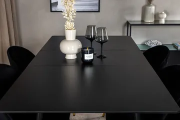 Silar Rektangulär Matgrupp 120-160 cm med 4 Velvet Matstolar - svart - Möbler - Matplats - Matgrupp & matbord med stolar
