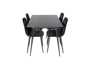 Silar Rektangulär Matgrupp 120-160 cm med 4 Polar Matstolar - svart - Möbler - Matplats - Matgrupp & matbord med stolar
