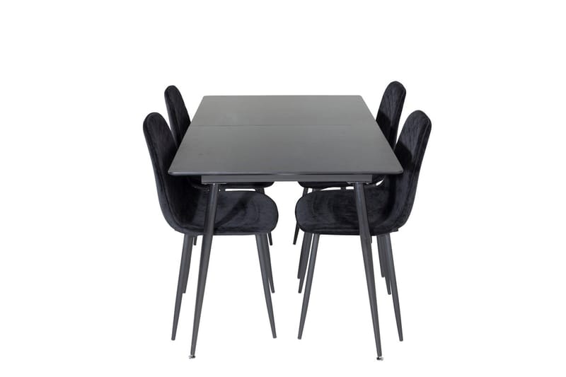 Silar Rektangulär Matgrupp 120-160 cm med 4 Polar Matstolar - svart - Möbler - Matplats - Matgrupp & matbord med stolar